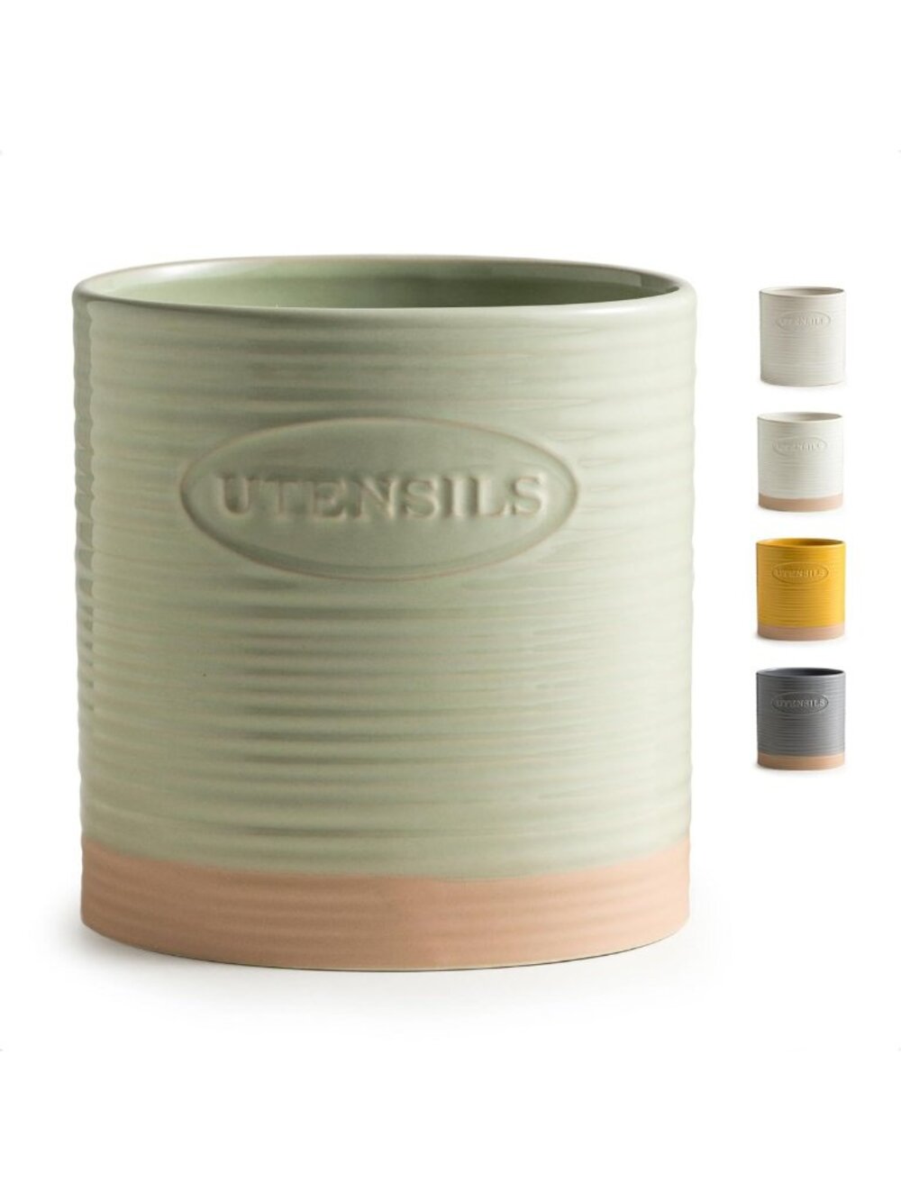 Ceramic Kitchen Utensil Holder - Large 6.7" Crock for Spatulas & Spoons